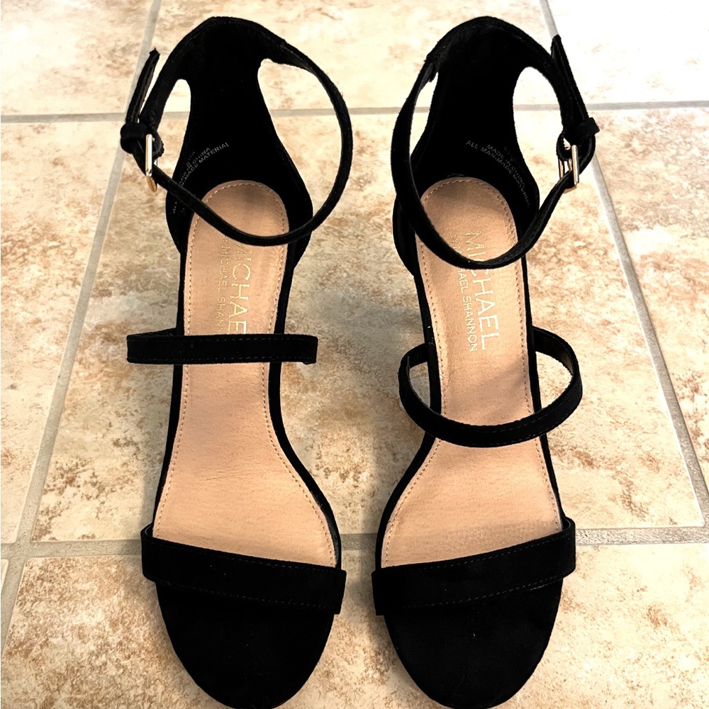 Black strappy high heels